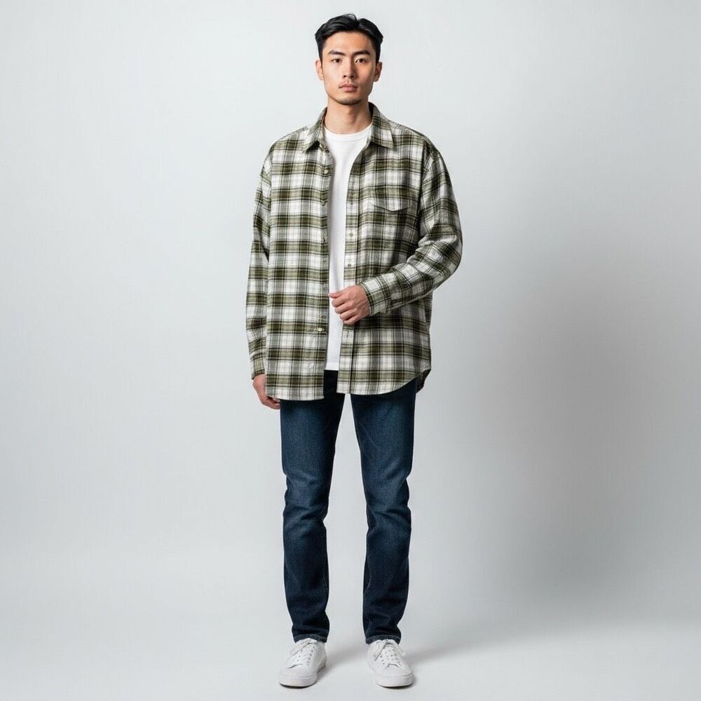 Chapel Hill Yellow White Green Plaid Cotton Blend Button Down Shirt size  XL